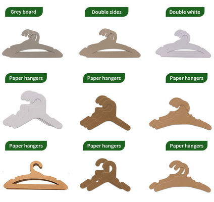 Duurzaam gerecycled kartonnen papieren hanger aangepaste kleur / maat voor kleding